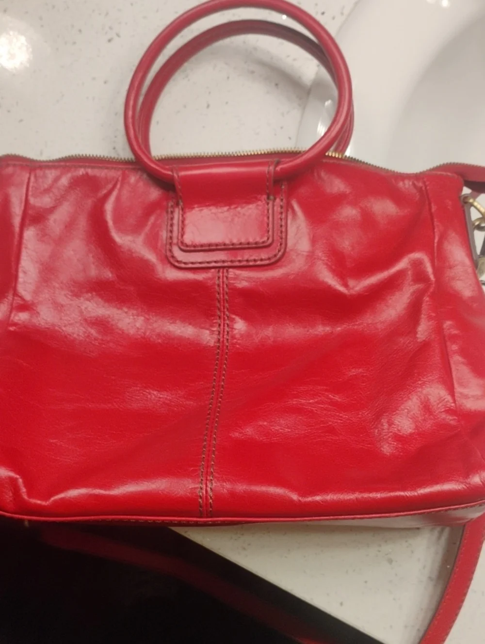 Classic Red Leather Tote Handbag